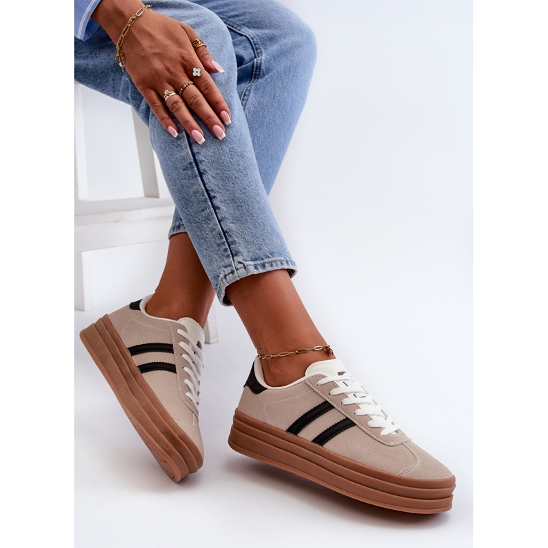 Platform Sneakers dam Beige och Svart Egelia 1