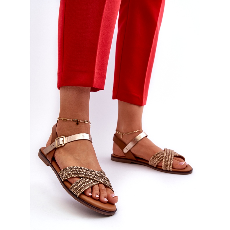 S.Barski MY923 Platta sandaler för kvinnor, brun 1