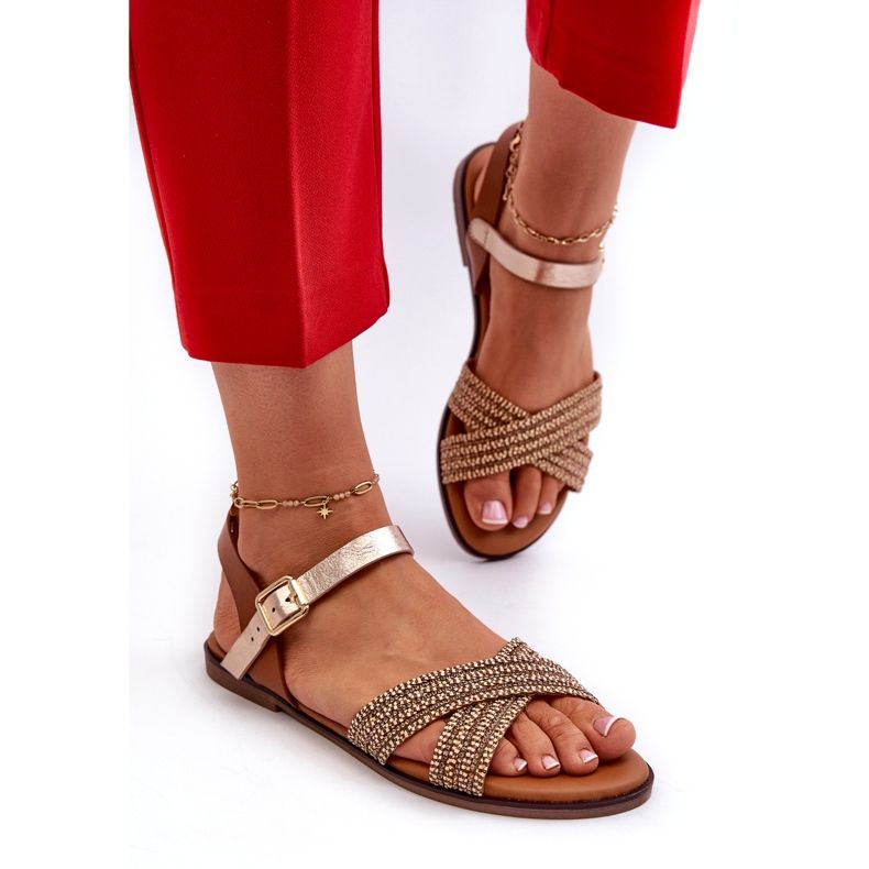 S.Barski MY923 Platta sandaler för kvinnor, brun 2