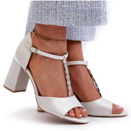 Vinceza Silver högklackade sandaler med cubic zirconia 4