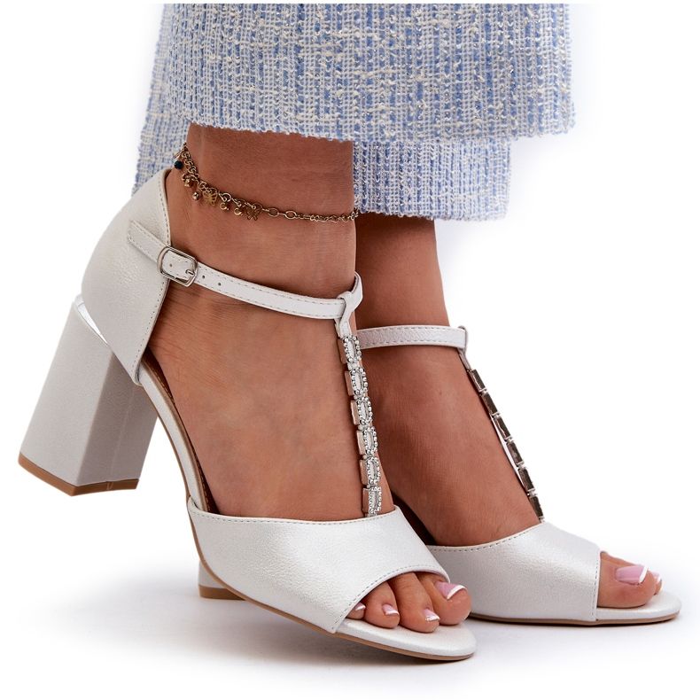 Vinceza Silver högklackade sandaler med cubic zirconia silver- 4