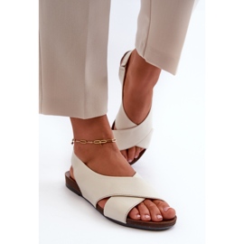 Zazoo 40407 Lädersandaler för kvinnor, ljusbeige 4