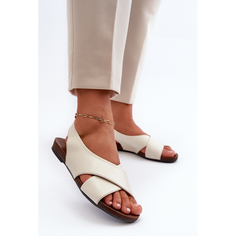 Zazoo 40407 Lädersandaler för kvinnor, ljusbeige 2