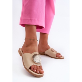 Flip-flops med platt klack för kvinnor med dekoration Beige Rivashea 2