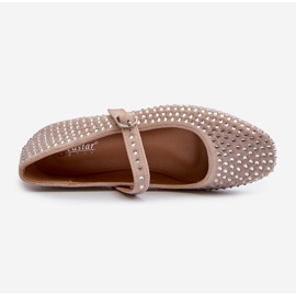 Eco Mocka Ballerinas dekorerade med beige strass Tinara 1