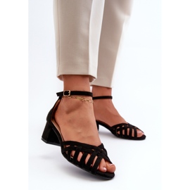 Damsandaler gjorda av ekomocka med låg klack, svart Monsha 2