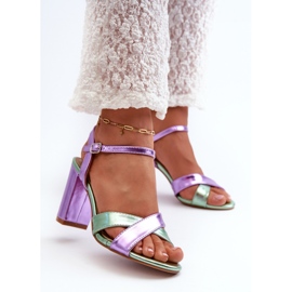 Eco läder högklackade sandaler, lila Abilica violett 2