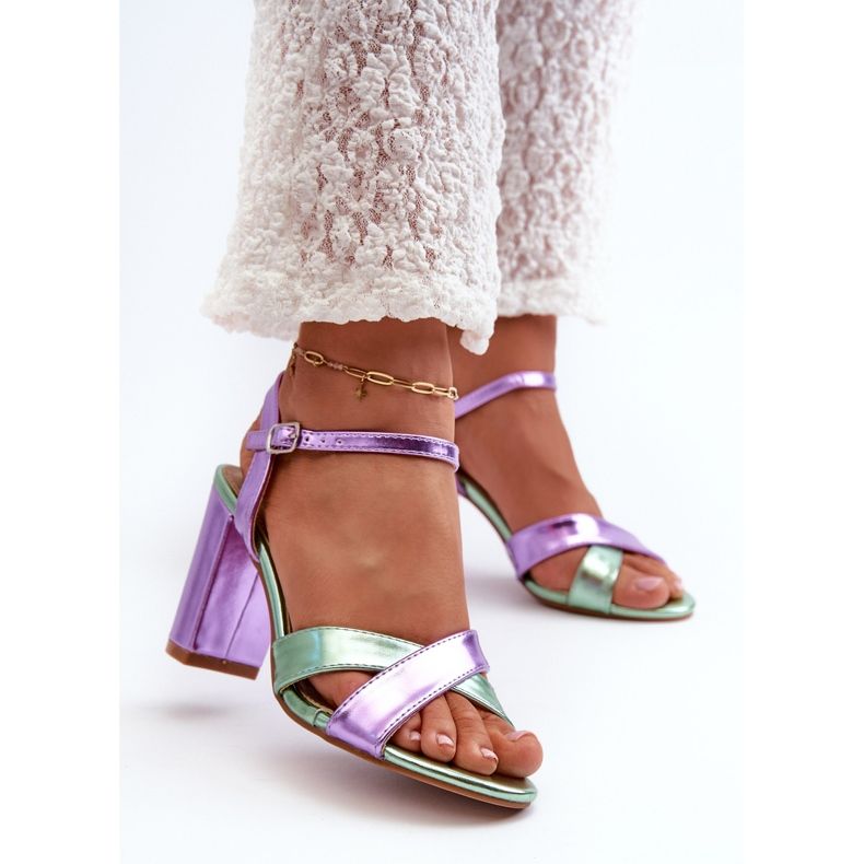 Eco läder högklackade sandaler, lila Abilica violett 2