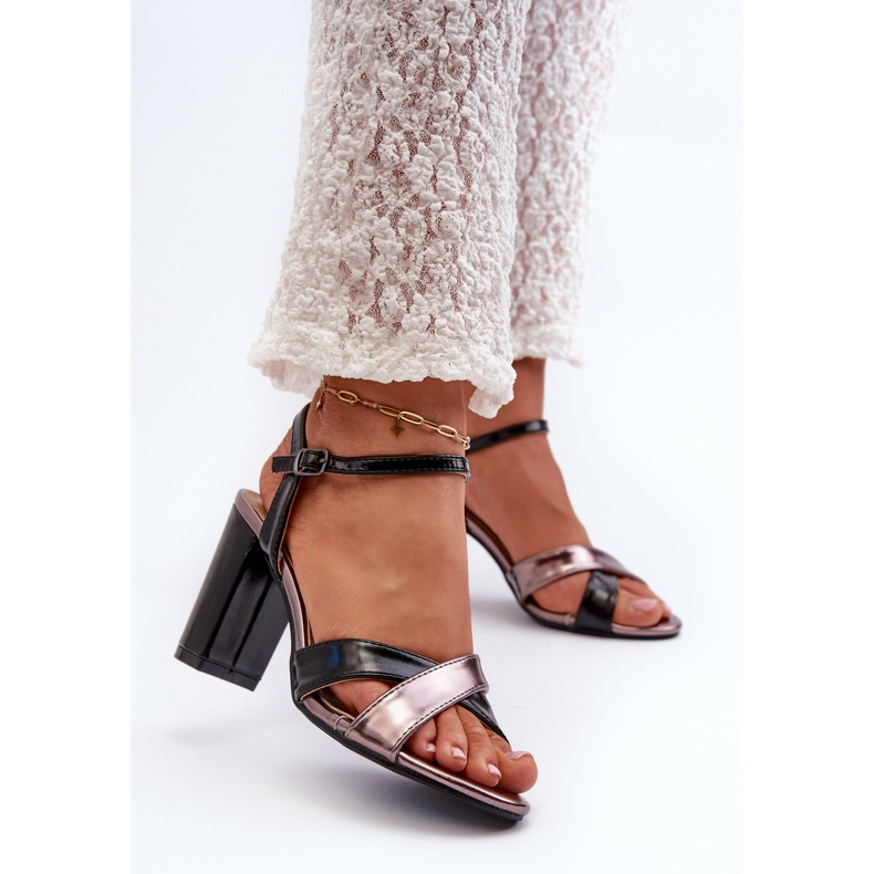 Eco Läder högklackade sandaler Svart Abilica 2