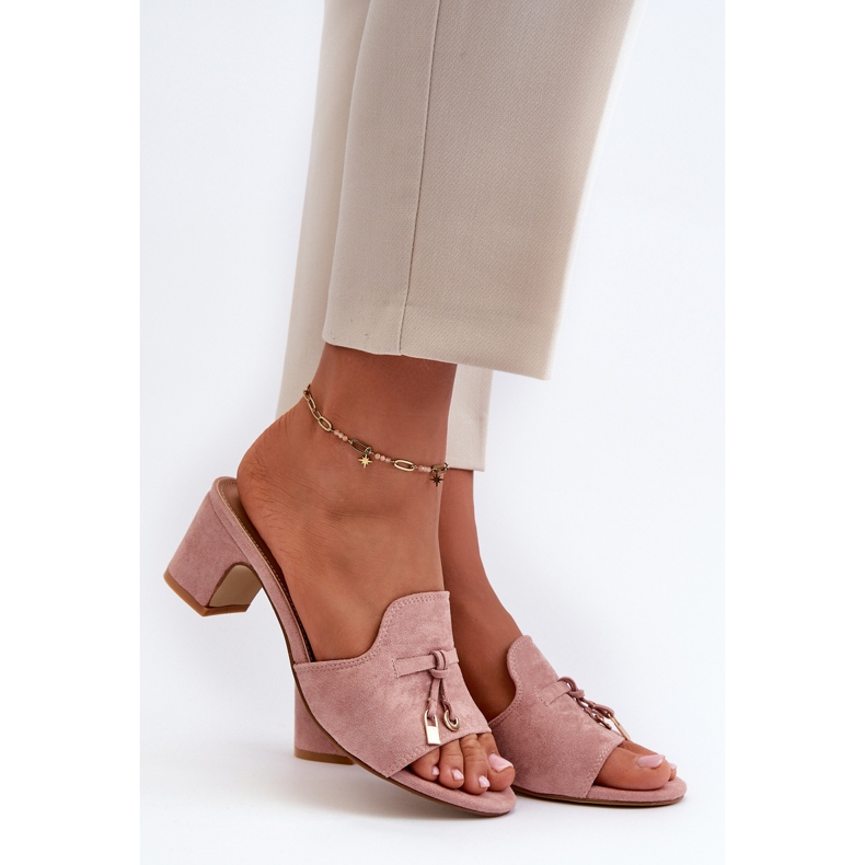 Damflip-flops med högklackat ekologisk mocka, rosa Jemenna 1