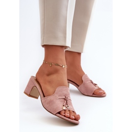 Damflip-flops med högklackat ekologisk mocka, rosa Jemenna 2