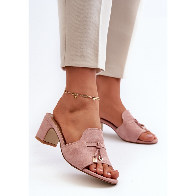 Damflip-flops med högklackat ekologisk mocka, rosa Jemenna 2