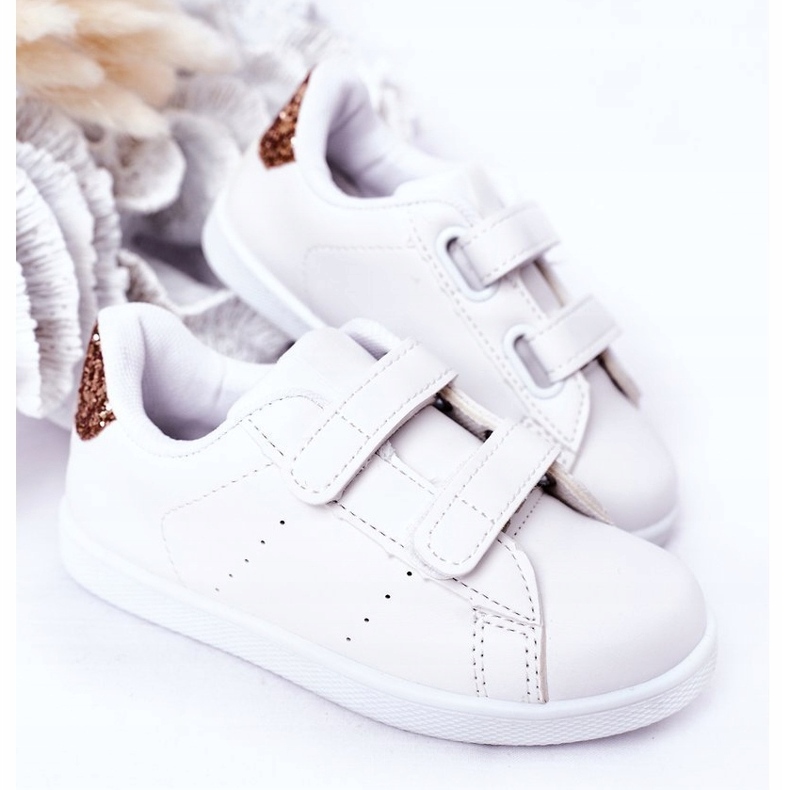 Barns vita och gyllene sneakers 3