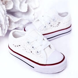 Barnsneakers med spets, Vita 1