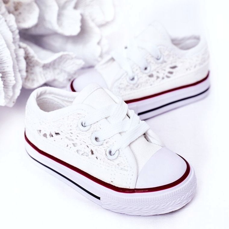 Barnsneakers med spets, Vita 1