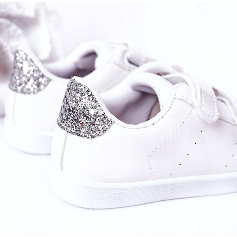 Kardborrsneakers för barn, vita och silver 1