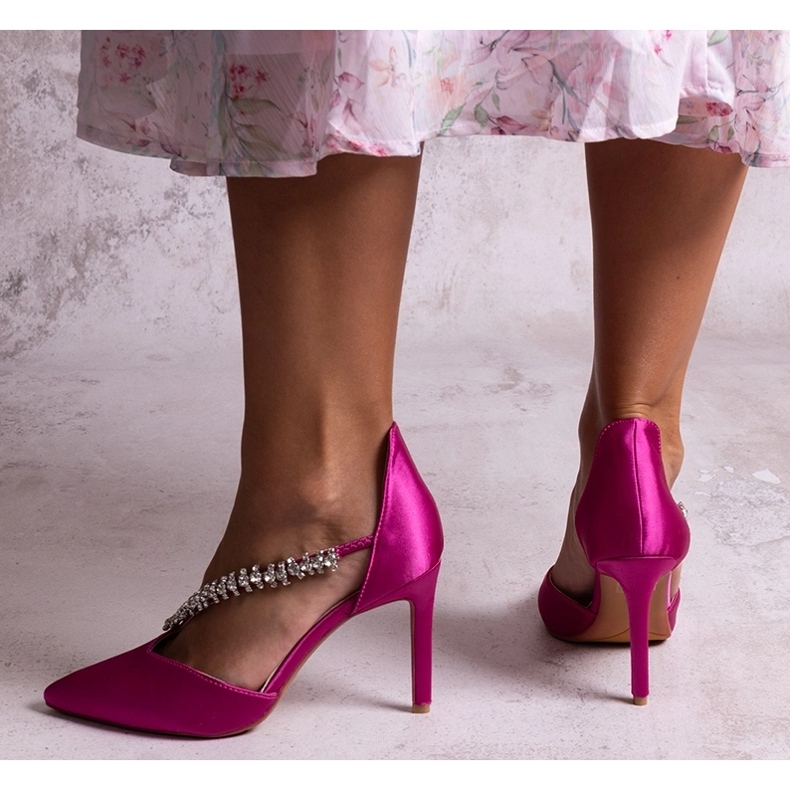 Sayida stilettpumps med en dekorativ paljettrem rosa 1