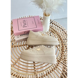 Beige Chrisstin Sneakers för kvinnor gjorda av ekologiskt läder på en massiv plattform 1