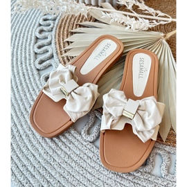 Beige flip-flops dam med rosett Rivarina 1