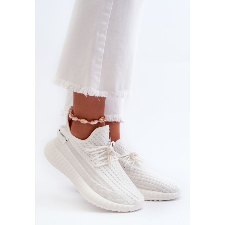 Slip-On sportskor i tyg för kvinnor, vita Nelmarie 1