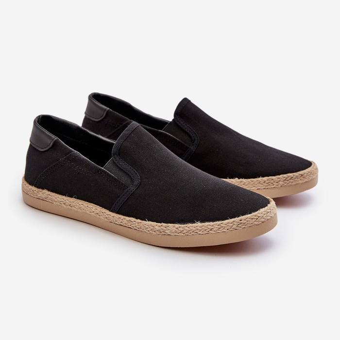 Espadrillesneakers för herr med fläta, svart fenen 1