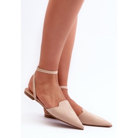 Beige snörning Eco Mocka Ballerinas med spetsiga tår Ellesara 2
