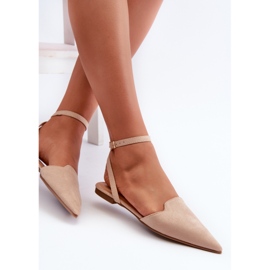 Beige snörning Eco Mocka Ballerinas med spetsiga tår Ellesara 9