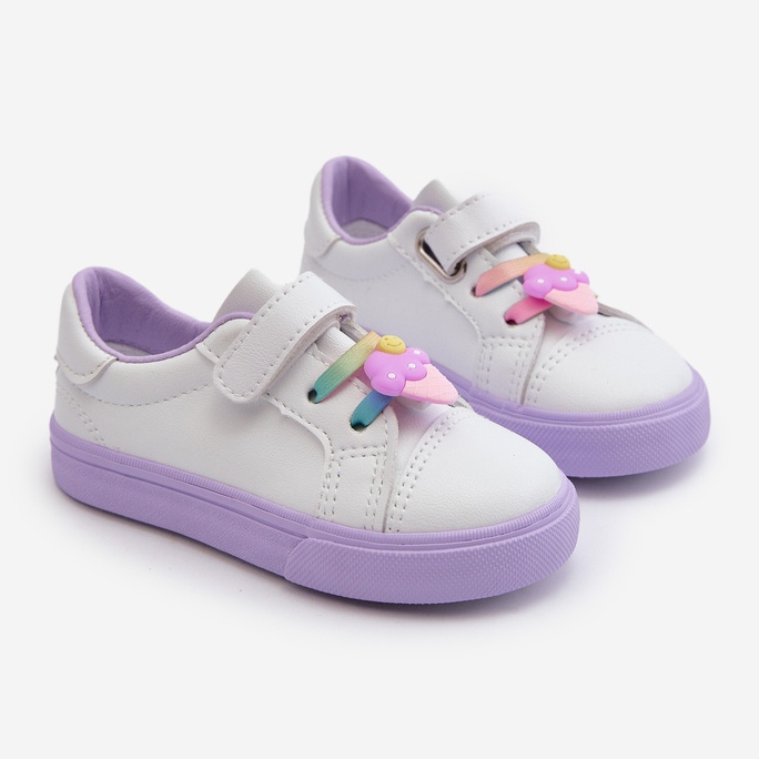 Sneakers för barn Sneakers med nål, vit och lila Pennyn purpur 1