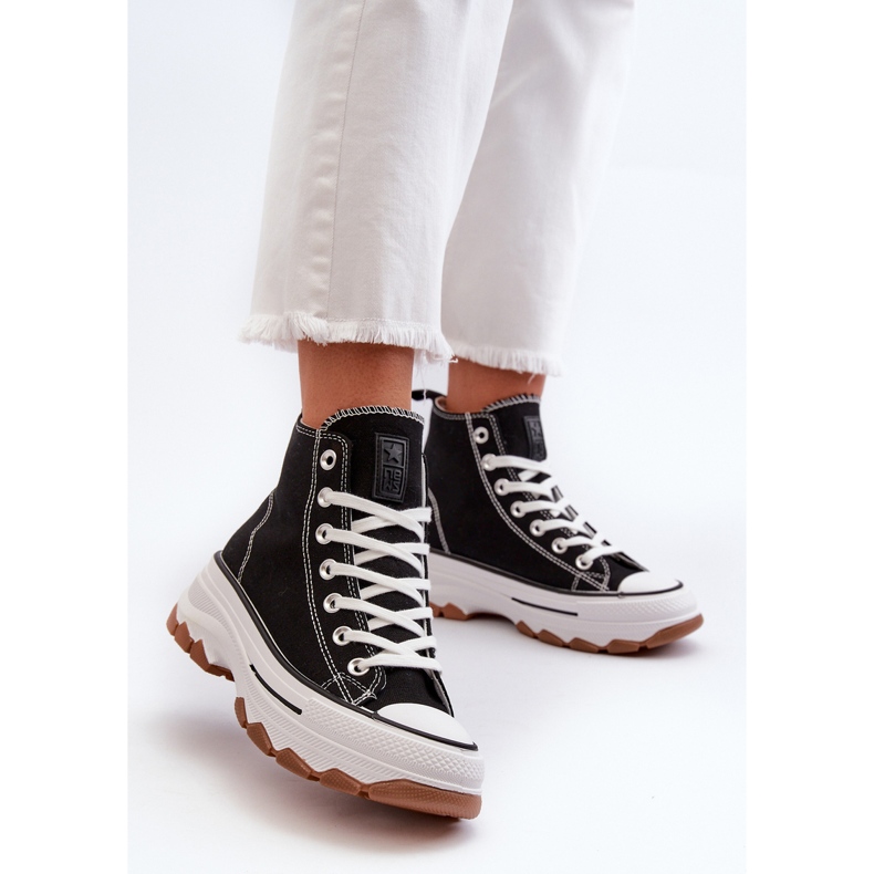 Sneakers med hög plattform för kvinnor Svarta Valvia 2