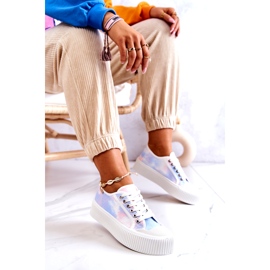 Låga kvinnors sneakers på blårosaplattformen mångfärgad 4