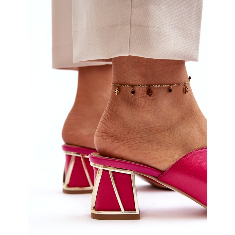 Läder eleganta kvinnors klackar Laura Messi 2771 Fuchsia rosa 4