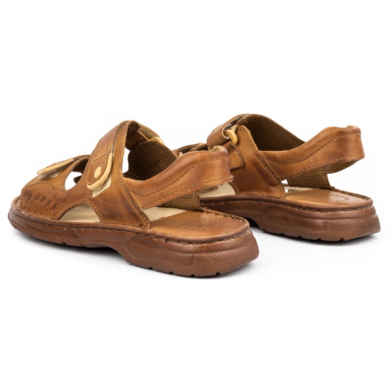 ŁUKPOL Lädersandaler för män med kardborre 812 brun 3