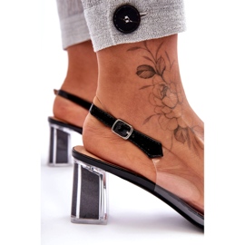 Genomskinliga högklackade sandaler med dekorationer S.Barski MR1037-43 svart 3