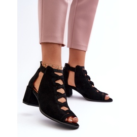 Mocka damsandaler med hög klack Maciejka 06456-01 Svart 3