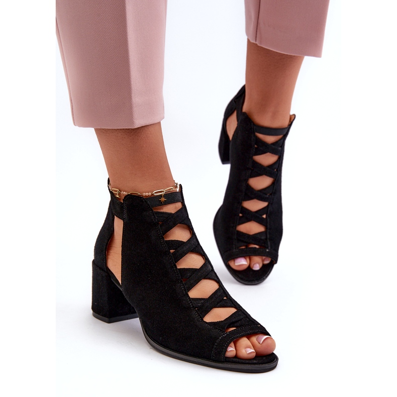 Mocka damsandaler med hög klack Maciejka 06456-01 Svart 4