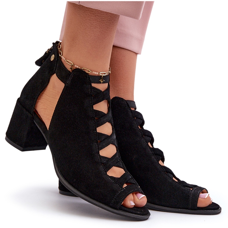 Mocka damsandaler med hög klack Maciejka 06456-01 Svart 8