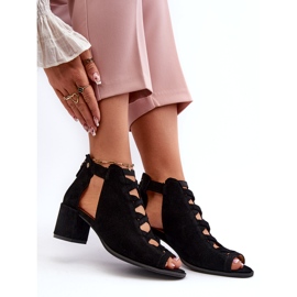 Mocka damsandaler med hög klack Maciejka 06456-01 Svart 7