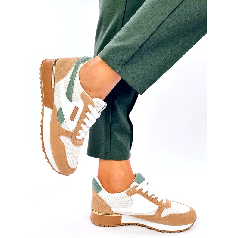 Damsportsneakers, vita och beige 4