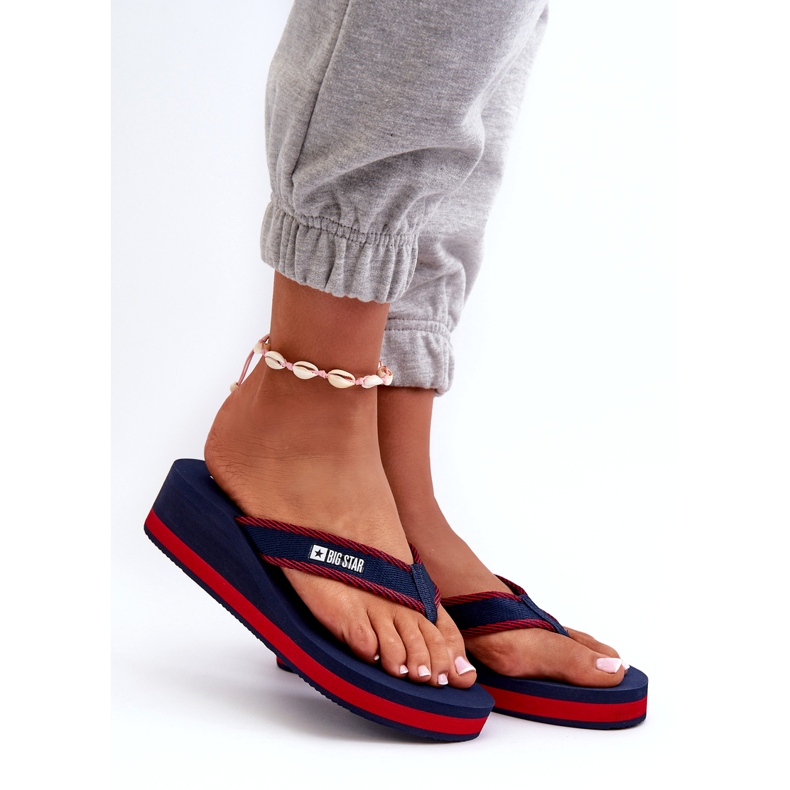 Wedge flip-flops för damer Big Star NN274A725 Marinblå 1
