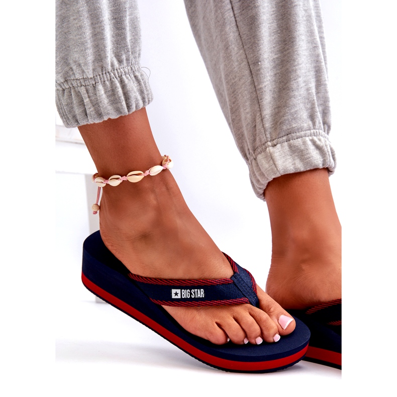 Wedge flip-flops för damer Big Star NN274A725 Marinblå 5