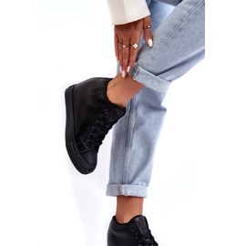 Sneakers i läder, dam, Big Star MM274001 Svart 2