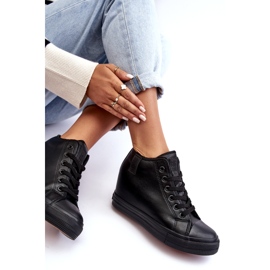 Sneakers i läder, dam, Big Star MM274001 Svart 5