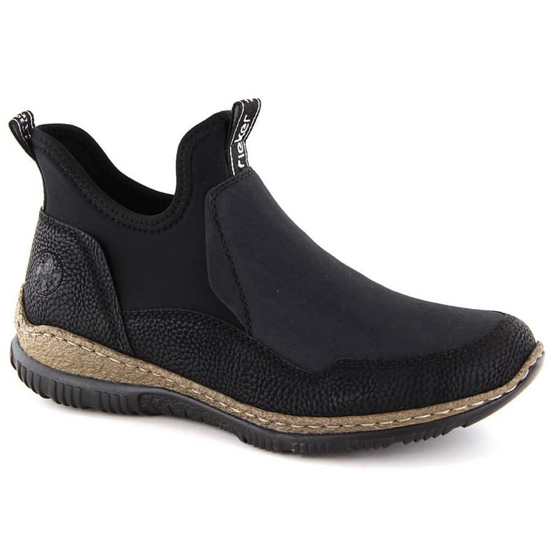 Bekväma svarta slip-on ankelboots för kvinnor Rieker N3275-00 2