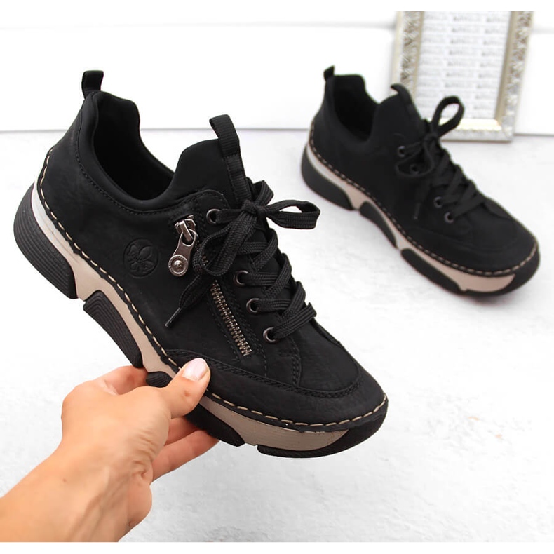 Bekväma svarta damskor Rieker 45973-00 1