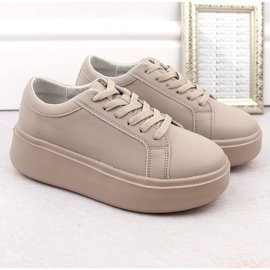 Skinnskor för kvinnor på plattform, mörkbeige, Sergio Leone SP024 1