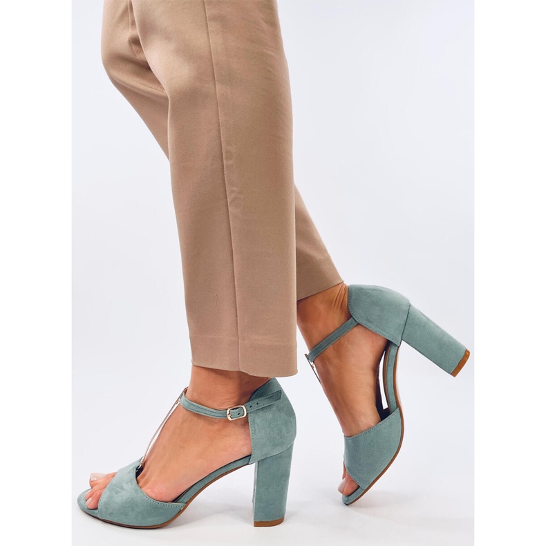 Ferdi Green högklackade sandaler med gulddekor blå 2