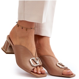 Elegant flip-flops med hög klack för kvinnor Laura Messi 2771 Beige 4