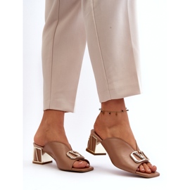 Elegant flip-flops med hög klack för kvinnor Laura Messi 2771 Beige 3