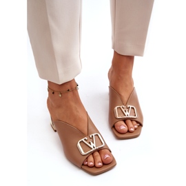 Elegant flip-flops med hög klack för kvinnor Laura Messi 2771 Beige 2