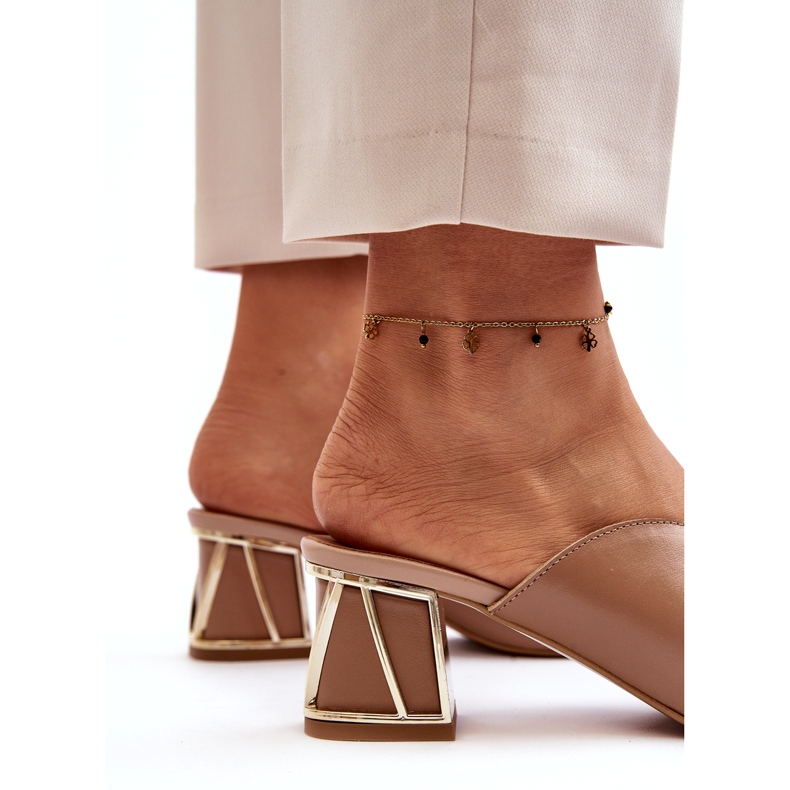 Elegant flip-flops med hög klack för kvinnor Laura Messi 2771 Beige 1